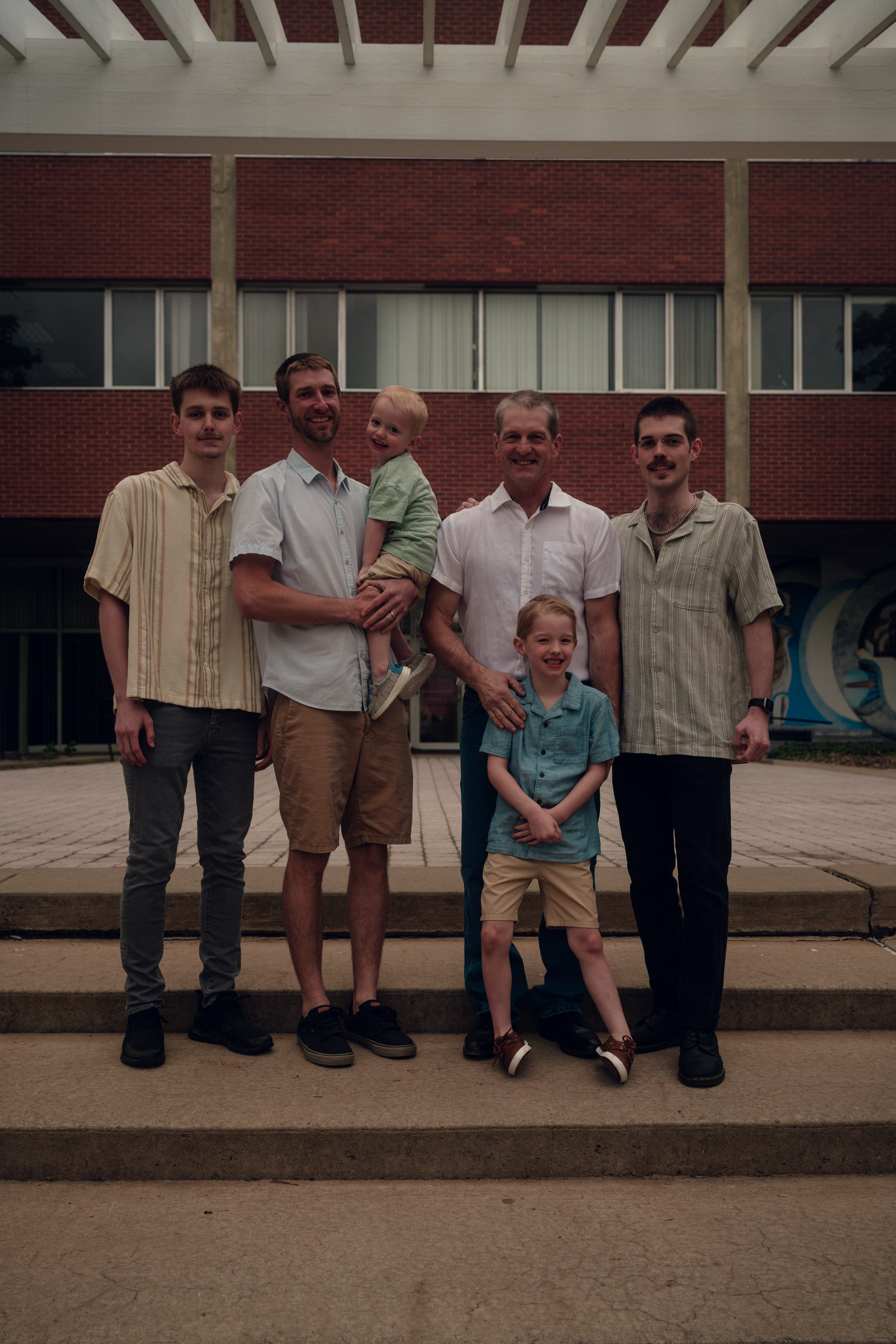 Family portrait on steps