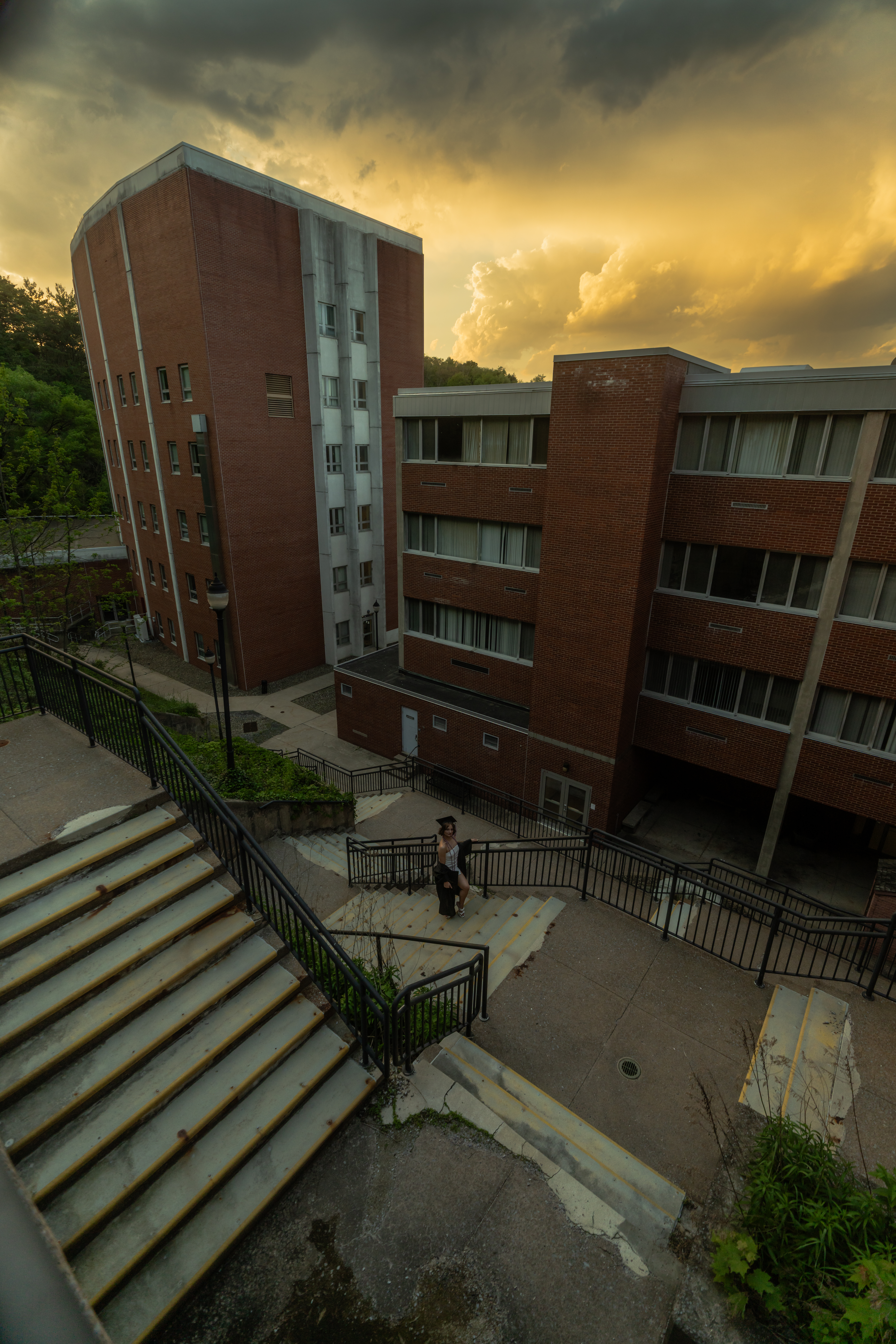 Golden hour campus portrait