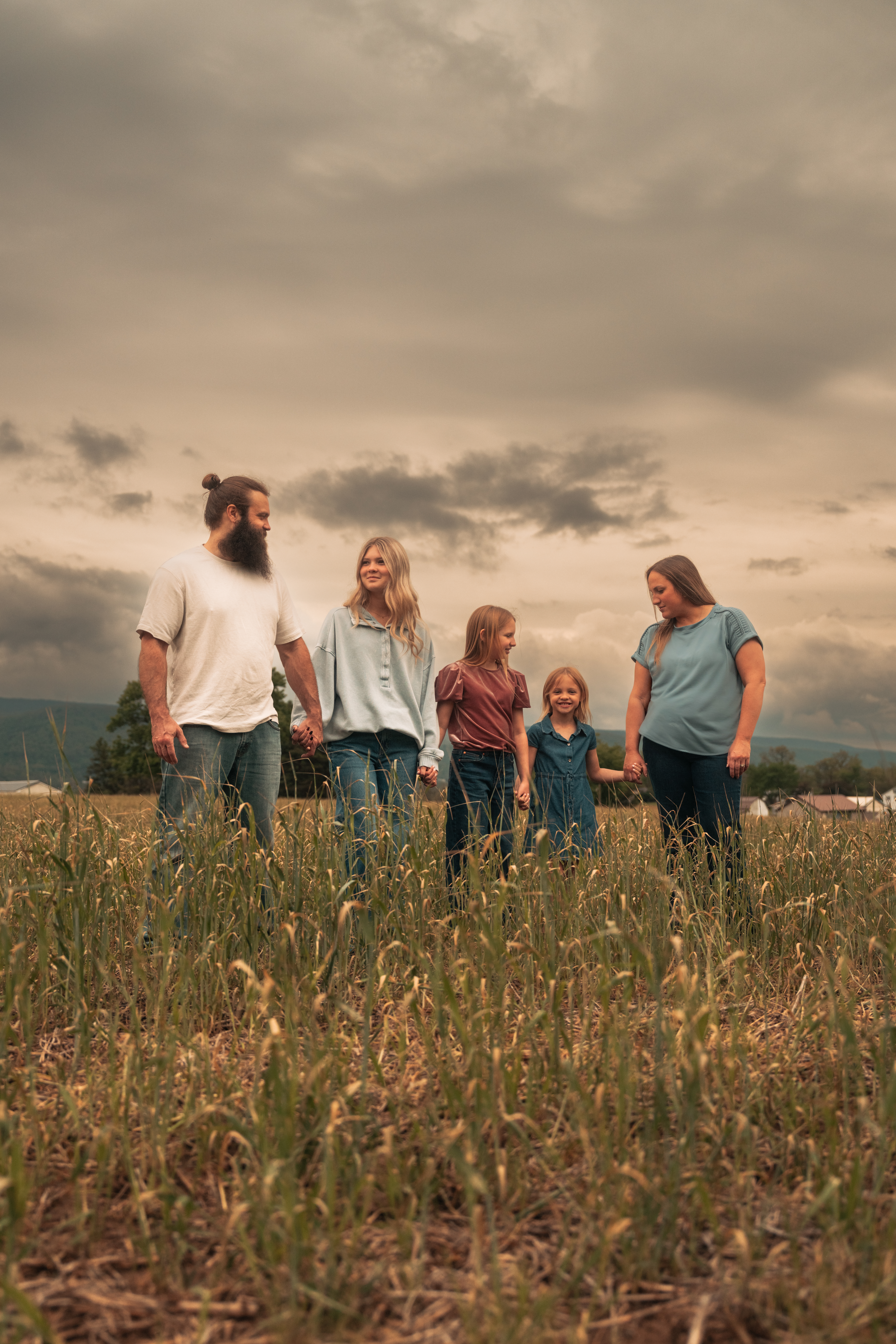 Family session in field